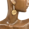 QE-5167 HAMMERED TWO TONE LOVE EARRINGS