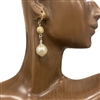 QE-5209 HAMMERED GOLD/ PEARL EARRINGS