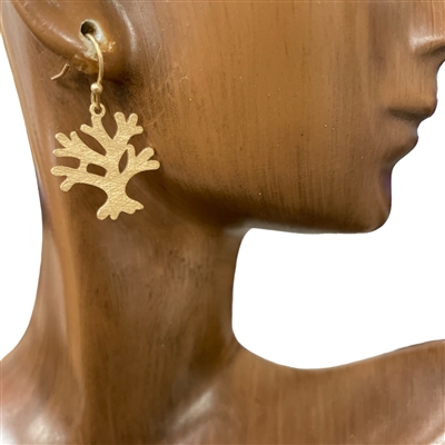 QE-5331 ANTIQUE BRASS SMALL TREE OF LIFE EARRINGS