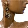 QE-5520  ANTIQUE GOLD SUNFLOWER EARRINGS