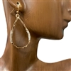 QE-5649  TWO TONE HAMMERED TEARDROP EARRINGS