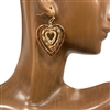 QE-5848 GOLD HAMMERED TRIPLE HEART SMALL EARRINGS