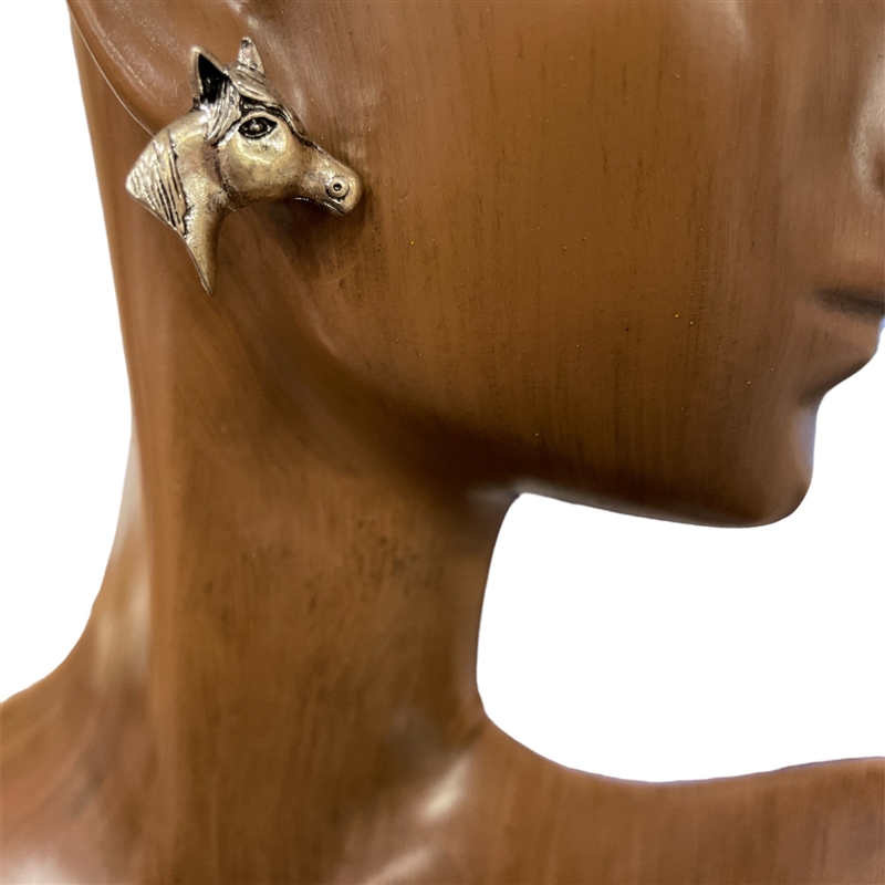 QE-6121  ANTIQUE  HORSE HEAD  EARRINGS