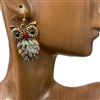 QE-6302  ANTIQUE MULTI OWL SMALL EARRINGS