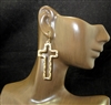 QE1904 HAMMERED OPEN CROSS DANGLE EARRINGS