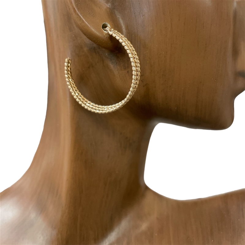 QE1996 BRASS PLATED'' OPEN HOOP EARRINGS