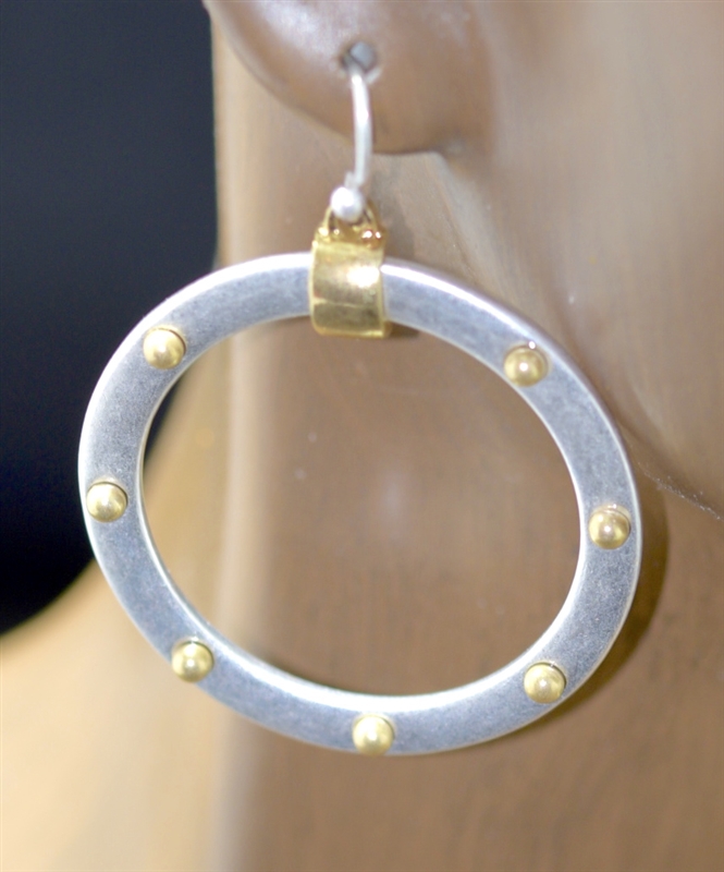QE2107 HAMMERED OPEN CIRCLE POST EARRINGS