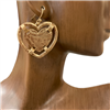 QE2135 HAMMERED  DOUBLE  HEART EARRINGS