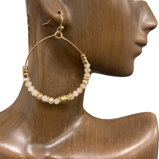 QE2271   CRYSTAL BEADED HOOP EARRINGS