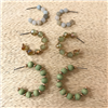 QE2285 SEMI-PRECIOUS STONE ,CRYSTAL,WOODEN 3PCS SET. EARRINGS