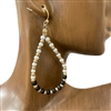 QE2329 PEARL & WOODEN TEARDROP EARRINGS