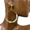 QE2392 SEMI -PRECIOUS STONE BEADED HOOP EARRINGS