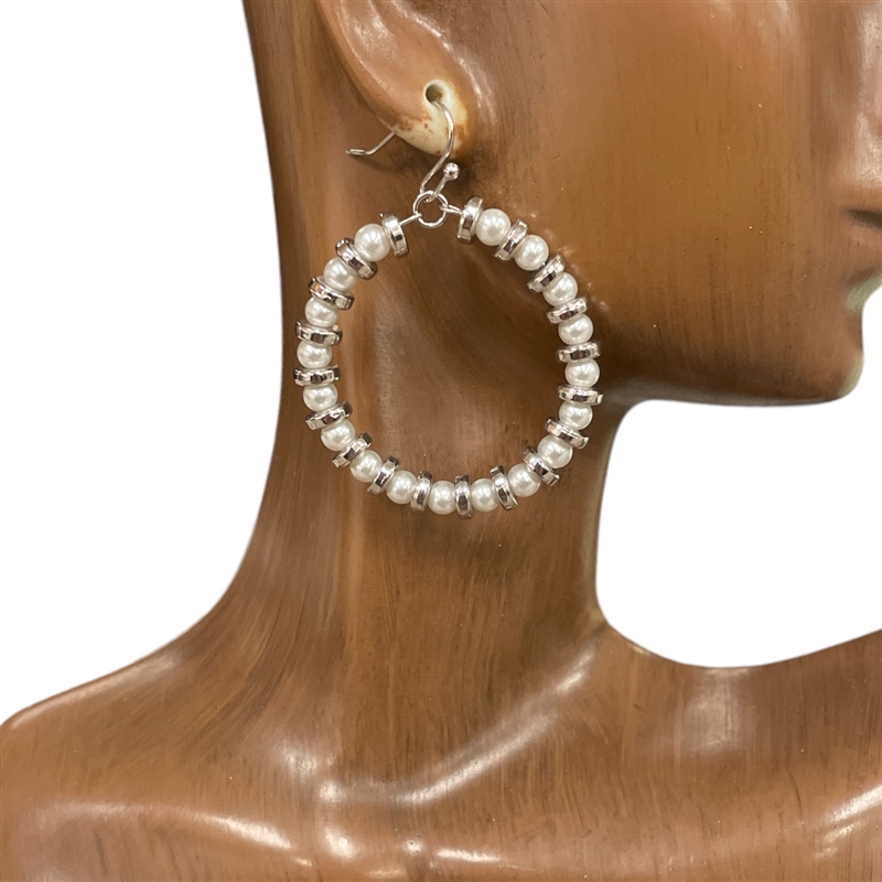 QE2474CRYSTAL BEADED HOOP EARRINGS