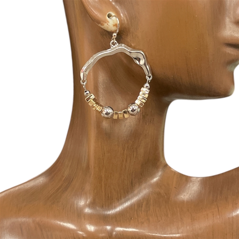 QE2484 HAMMERED HOOP EARRINGS