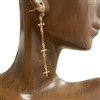 QE2537 PETITE CROSS CHAIN LINK DANGLE EARRINGS