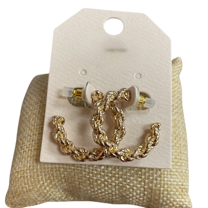 QE2596  TWISTED MEDIUM HOOP EARRINGS