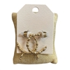 QE2631 CROSS DROP BEADED SMALL OPEN HOOP EARRINGS
