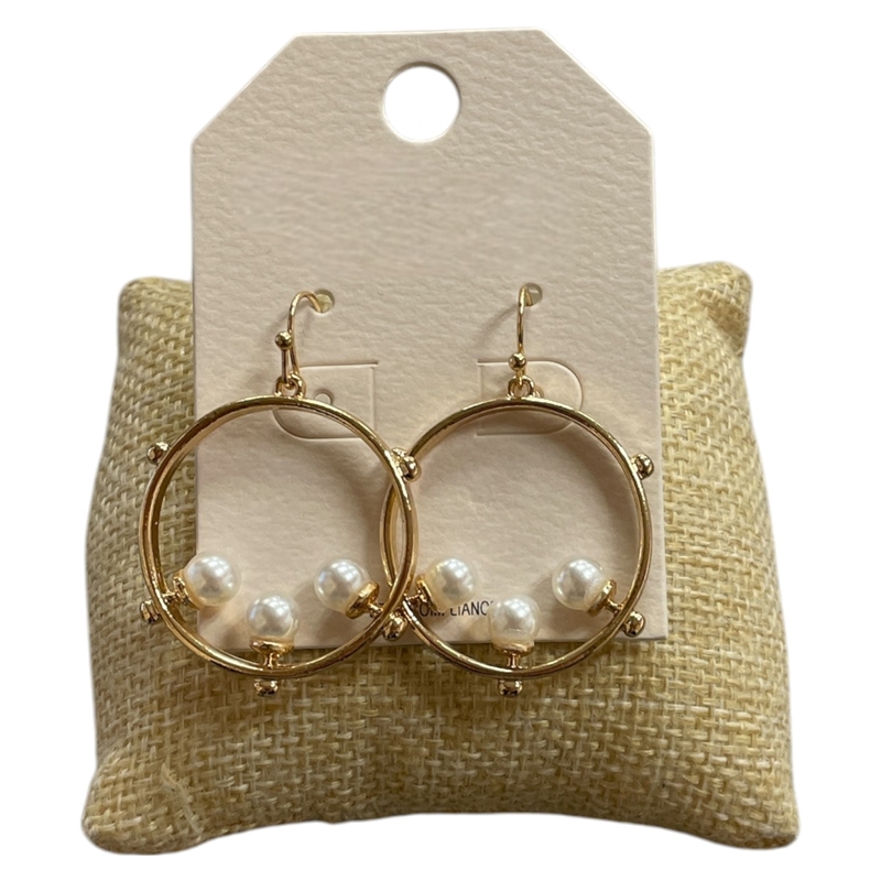 QE2670 PEARL OPEN CIRCLE POST EARRINGS