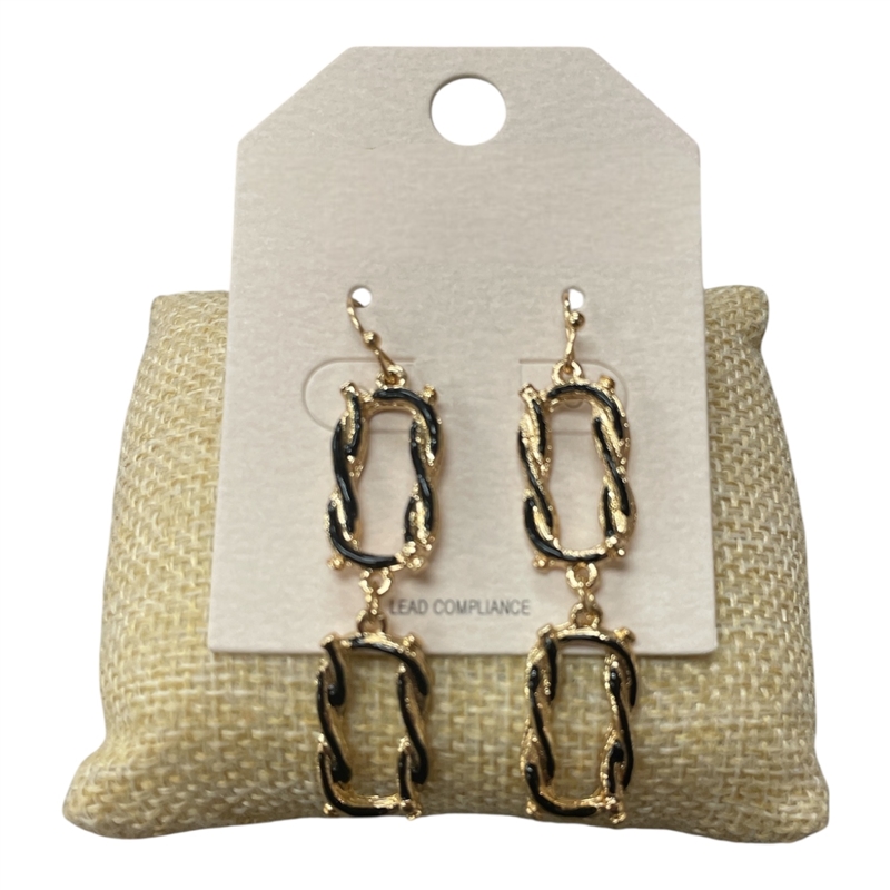 QE2680 ENAMEL CHAIN LINK GOLD EARRINGS