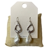 QE2686 SILVER DANLGE PEARL DROP EARRINGS