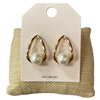 QE2690 PEARL DROP TEARDROP STUD EARRINGS