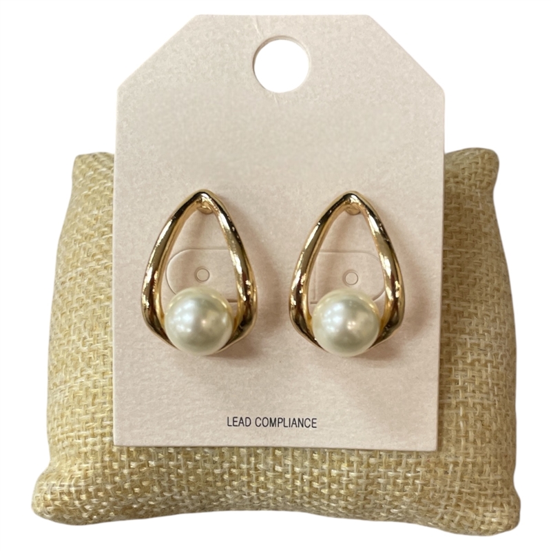 QE2690 PEARL DROP TEARDROP STUD EARRINGS