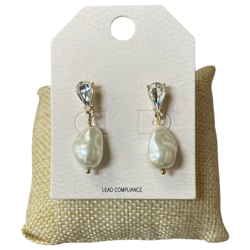 QE2691 CRYSTAL & PEARL DROP STUD EARRINGS