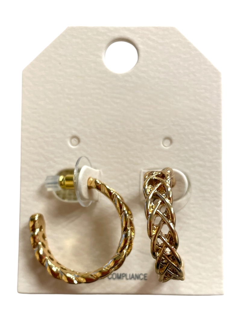 QE2727 TWO BRAID HOOP EARRINGS