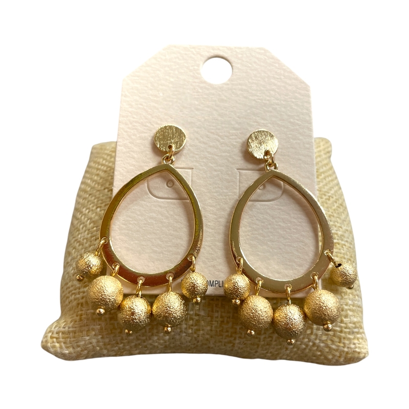 QE2732 TEARDROP DANGLE HAMMERED EARRINGS