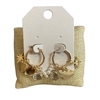 QE2734 GOLD HEART MULTIPLE CHARMS PETITE HOOP EARRINGS