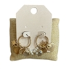 QE2734W MATTE GOLD HEART MULTIPLE CHARMS PETITE HOOP EARRINGS