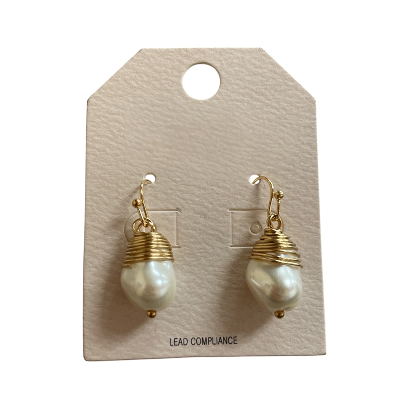 QE2743 SWIRL PEARL DROP EARRINGS