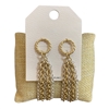 QE2775 TWO TONE DRAPING CHAIN POST EARRINGS