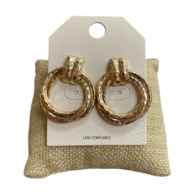 QE2792 TEXTURED HAMMERED EARRINGS