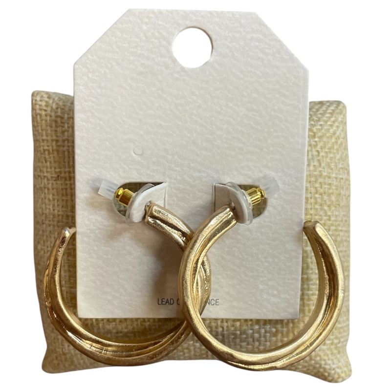 QE2794-1 MEDIUM HAMMERED OPEN HOOP EARRINGS