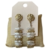 QE2815 HAMMERED MATTE PEARL BEADED DANGLE EARRINGS