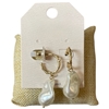 QE2820 PEARL DROP MATTE GOLD SMALL HOOP EARRINGS