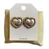 QE2828W MATTE TWO TONE HEART STUD EARRINGS