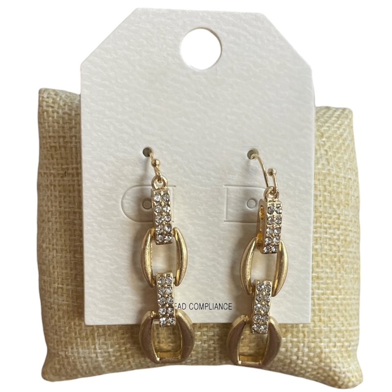 QE2836 RHINESTONE CHAIN LINK EARRINGS