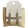 QE2848 TWO TONE DANGLE HAMMERED EARRINGS