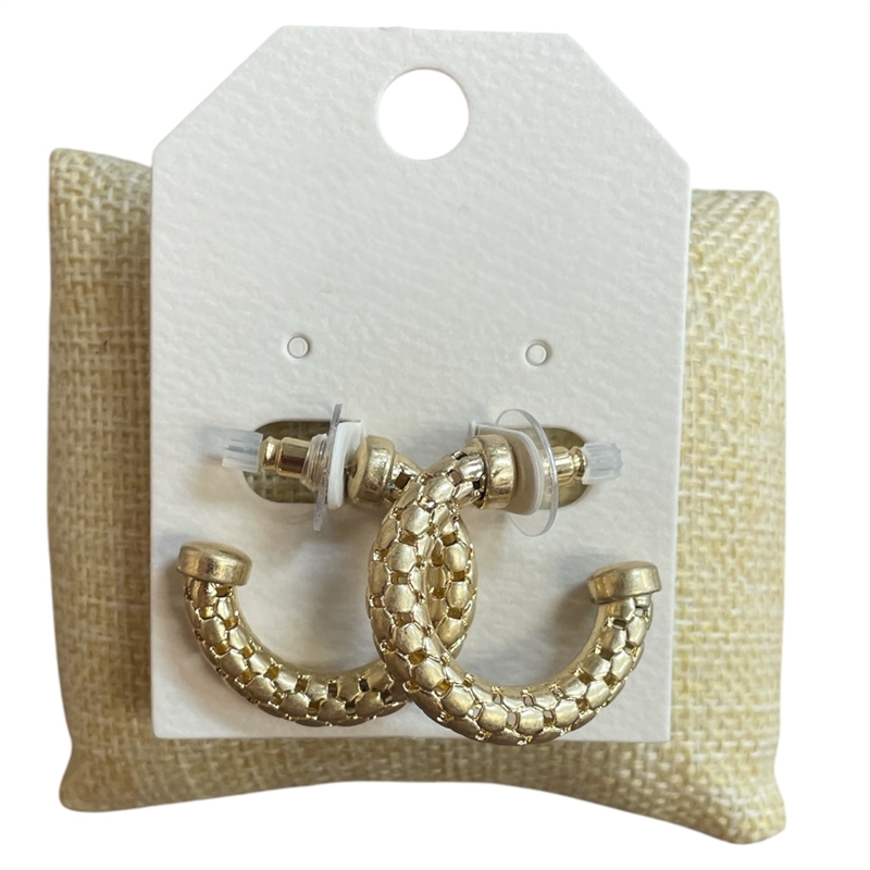 QE2850 HAMMERED OPEN HOOP EARRINGS