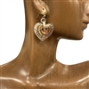 QE5013 GOLD & SILVER LAYERED HEARTS HAMMERED EARRINGS