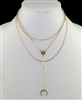 QN3973 3-LAYER CHAIN CRESCENT NECKLACE