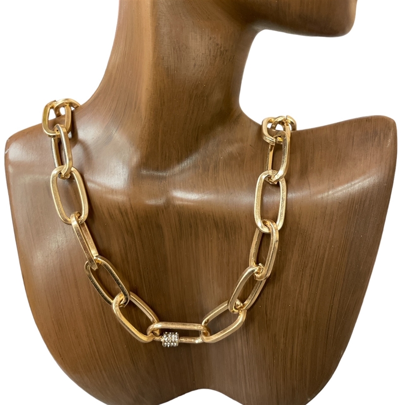QN4223  CHUNKY MATTE CHAIN SHORT NECKLACE