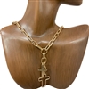 QN4296 HAMMERED CROSS  SHORT NECKLACE