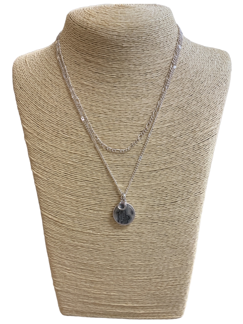 QN4426 SEMI -PRECIOUS STONE CIRCLE 2PCS SET SHORT NECKLACE