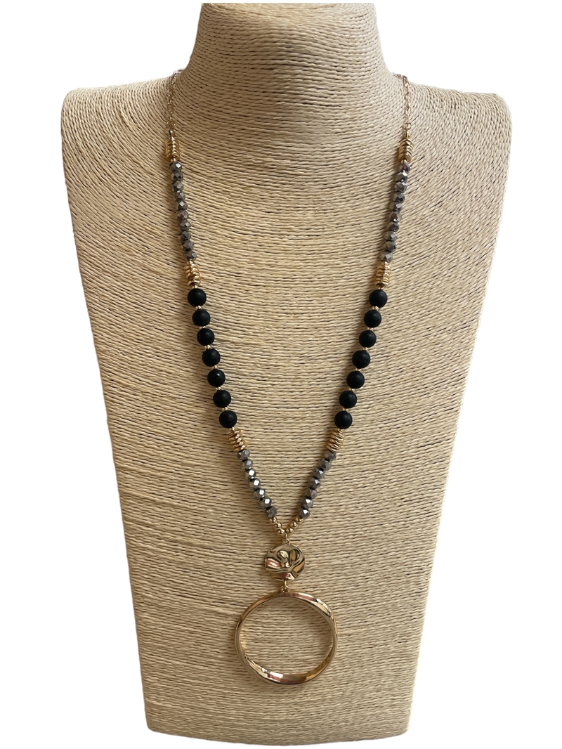 QN4622 CRYSTAL & NATURAL STONE LONG NECKLACE