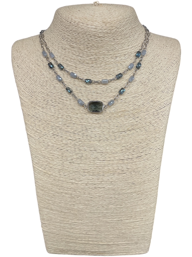 QN4675  DOUBLE CRYSTAL SHORT NECKLACE