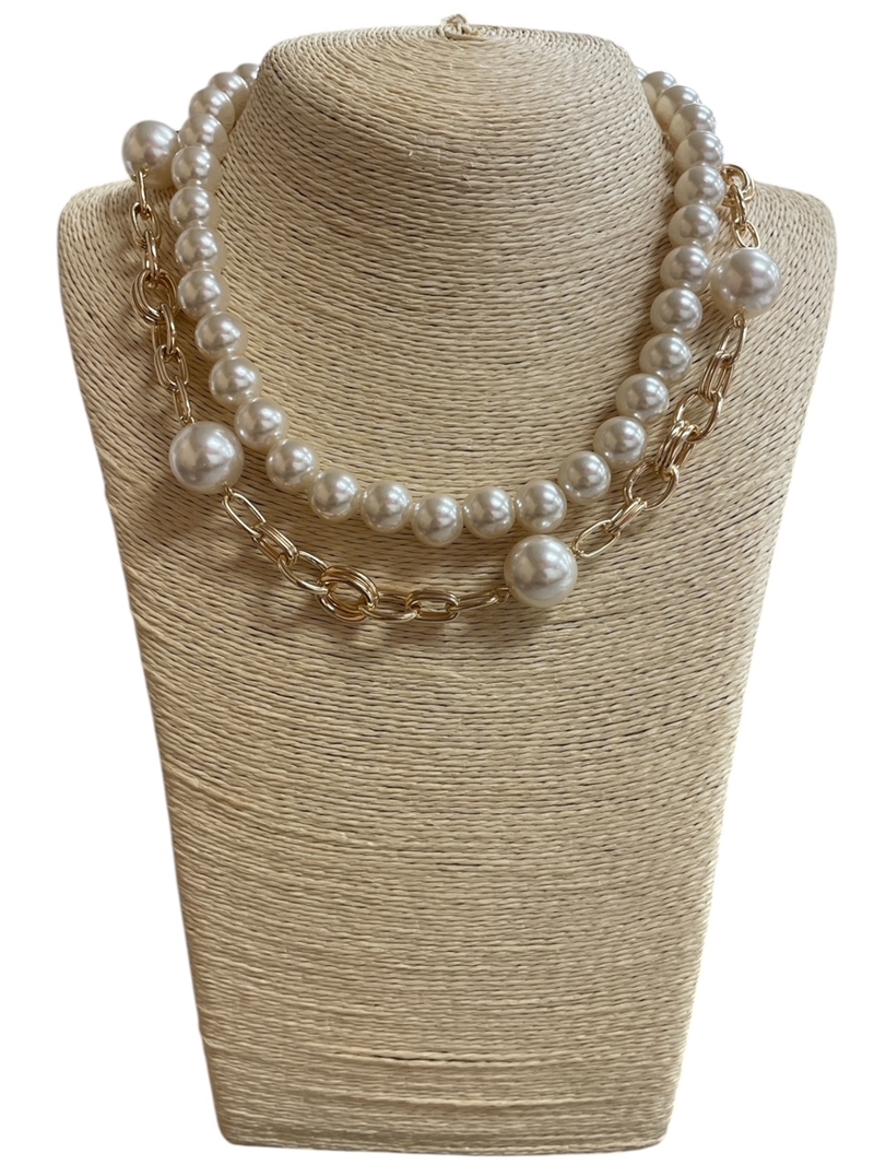 QN4683  PEARL 2 PCS SET NECKLACE