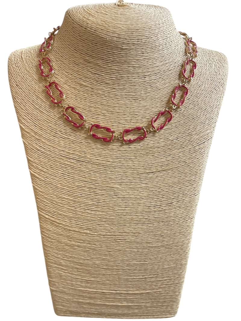 QN4692 ENAMEL CHAIN LINK SHORT NECKLACE